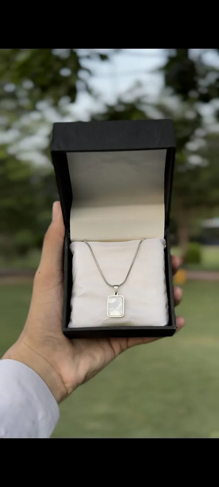 Double side onyx Pendant Necklace With Stainless Steel Chain for Men